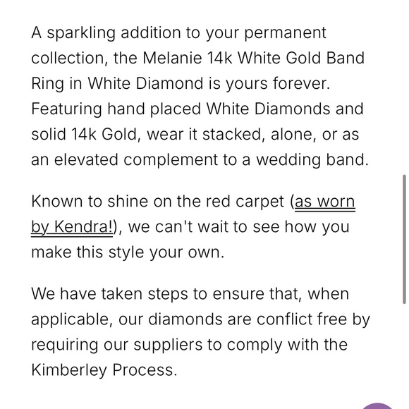 Kendra Scott Melanie 14k White Gold Band Ring in White Diamond - Picture 9 of 10